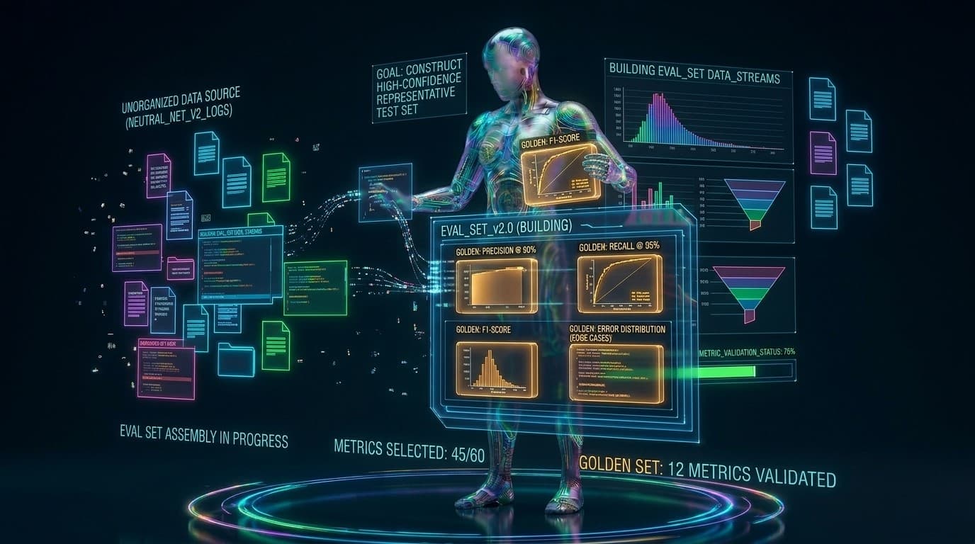 robotic agent building an AI evaluation set